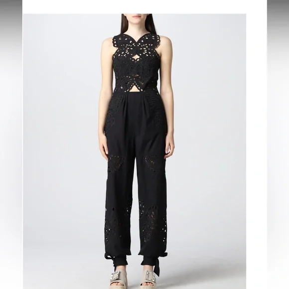 オールインワン・サロペット A FERRETTI Women Jumpsuits 048266040555 Black Alberta Ferretti Ribbed jumpsuit with belt - Black
